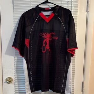 Men's Fireball Whiskey #66 Black and Red Graphic Jersey